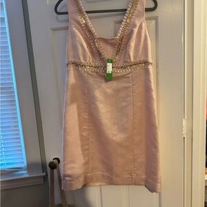 Pink Sleeveless Dress with Gold Accents
